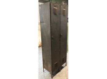 Vintage Metal Freestanding Double-unit Lockers