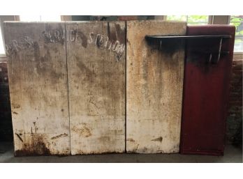 Antique Parese Service Station Metal Display Wall With Shelf
