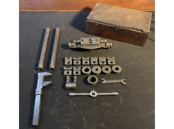 Machinist Die Tool Lot With Wood Dovetail Case