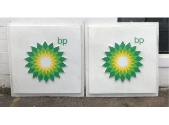 Pair Of Back To Back BP Gas Station Signs