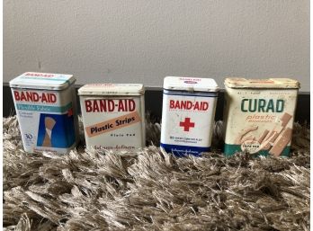Vintage Metal Band Aid Containers