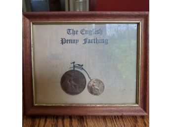 Framed Two English Copper Coins From 1918 - Penny Farthings