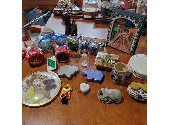 Treasure Lot With Manger Ornaments, Paris, Hungarian Painted Eggs, & Ceramic Art