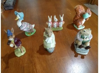 6 Beatrix Potter Character Ceramic Figurines Made In Beswick, England