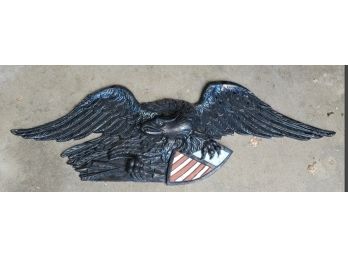 44' Wingspan!  Vintage Large & Heavy Cast Aluminum US Eagle For Inside Or Outside - Wall Hanging