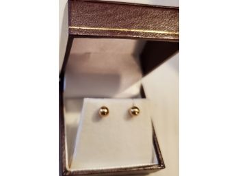 14k Gold Ball Pierced Earring Studs With Butterfly Fasteners