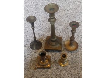 Set Of 5 Stationary Brass Candlesticks