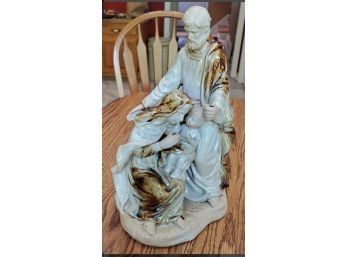 Beautiful Hand- Made Holy Family: Jesus- Mary & Joseph Statue. Heavy Clay - Fired & Glazed