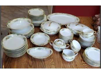 Large Lot ( 77 Pieces ) Of Beautiful Dinnerware China With Flowers & Lidded Serving Bowls