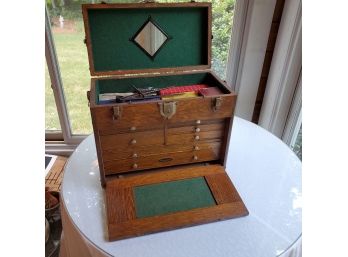 Vintage Oak Gerstner Tool Chest 7- Drawer Plus Top Compartment Chest -1946 Letter From Gerstner Co & TOOLS!!