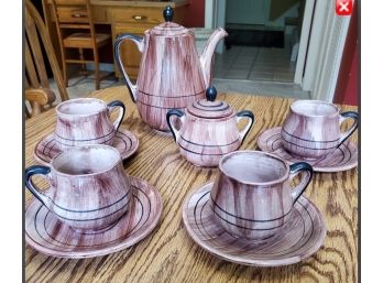 Vintage Ceramics With A Brushed Wood Design Tea Set For Four