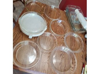 PYREX Treasures!! Glass Pie Pans & Cooking / Baking Pans & Stand Rolling Pin