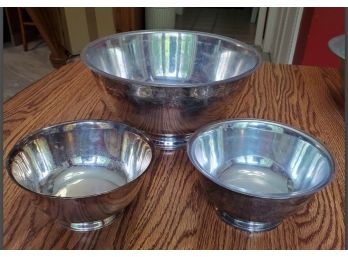 Three Paul Revere Reproduction By ONEIDA  Serving / Salad/ Food Prep Bowls