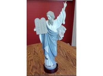 Lladro Hand- Made In Spain No 5170. ' Moses & The Ten Commandments' On Wood Stand 1982. With Original Box