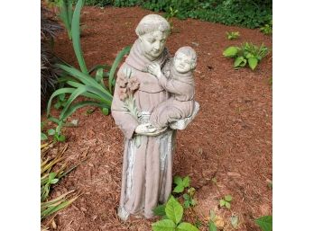 St. Anthony Cement Garden Statue Holding A Young Child