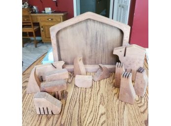 Wood Hand- Crafted Clear Pine Nativity Puzzle From 1990