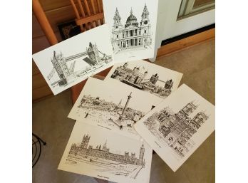 Six London Prints 12 1/2' X 8 3/4'