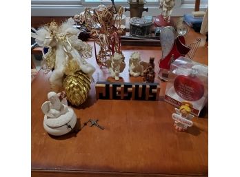 Religious Lot Of Angels And Ornaments