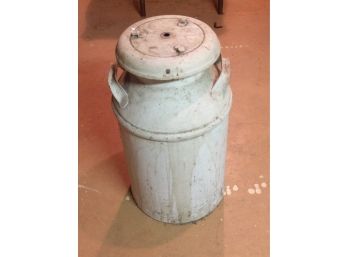 Antique Painted Metal  Lidded Milk Can Cannister