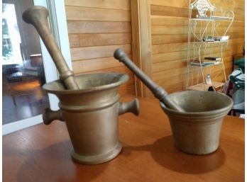 Vintage Brass Mortar & Pestles, 2 Sets