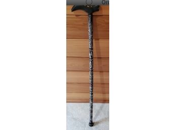 Highly Decorated- Hand Painted Wood Walking Cane