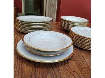 Exquisite MINT Lenox Eternal China Service For Ten- Dinner & Salad/ Dessert Plates And Soup Bowls