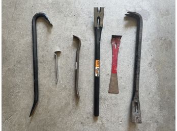 Lot Of Six Crowbars: Vintage To Newer Tiny To Large