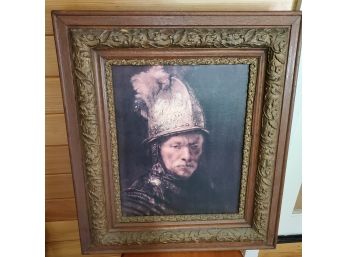 Spanish Soldier Print In Massive Antique Frame