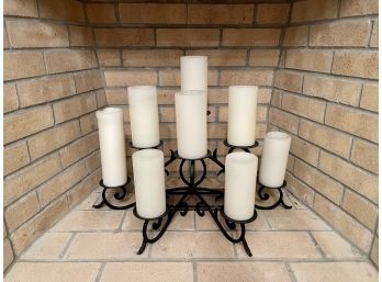 Eight Candle Tiered Fireplace Candelabra W Scroll Design