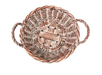 Woven Basket W Handles And Whitewash Finish