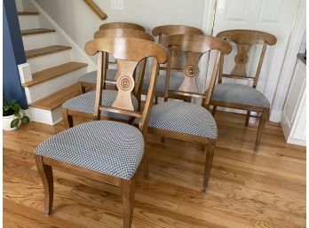 Ethan Allen Wooden Dining Chairs W Upholstered Seats - Set Of 6