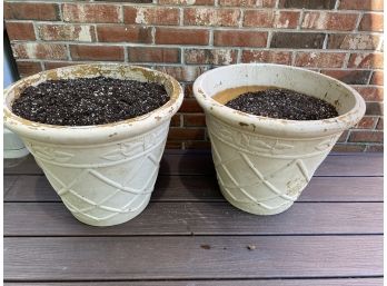 Composite Planters W Raised Design - A Pair 2 Of 2