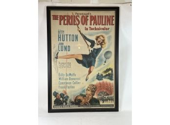 ORIGINAL FRAMED MOVIE POSTER  'THE PERILS OF PAULINE' 1947