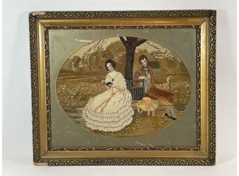 LARGE 19TH CENURY FRAMED NEEDLEPOINT