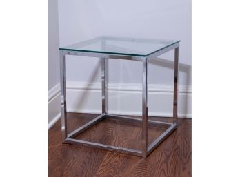 Chrome & Glass Accent Table