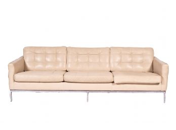 Florence Knoll Midcentury Modern Leather Sofa