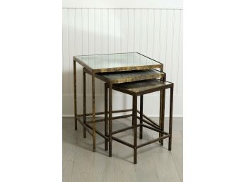 Trio Of Mercury Glass Top Nesting Tables