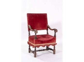 Red Velvet Louis XIV Chair