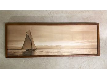 Framed Sepia Toned Sailboat Art