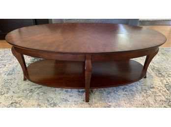 Oval Coffee Table With Lower Tray Shelf