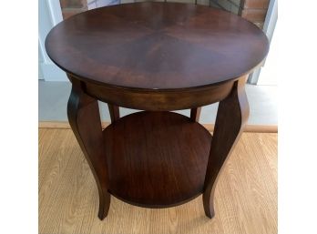 Round End Table With Lower Tray Shelf