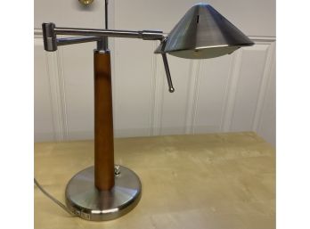 Wood And Chrome Desk Lamp