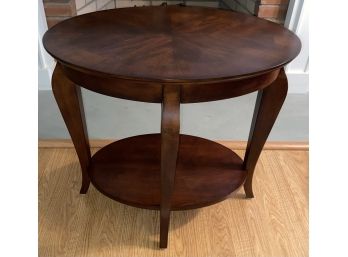 Oval End Table With Lower Tray Shelf