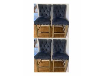 4 Soft Fiber, Tufted Smokey Gray Island Stools