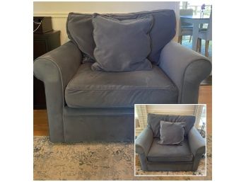 Pair Of Oversized Soft Fiber Rowe Arm Chairs, A Blue Toned Smokey Gray