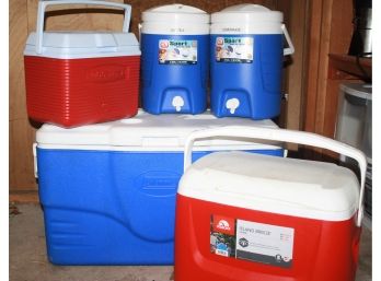 Lot #1 Of Various Coolers Including Large Coleman, Igloo & Rubbermaid