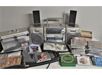 Aiwa Bass Reflex Speaker System Model Number CA-DW248 With Speakers And CD Collection