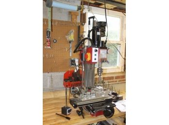 Mini Vertical Milling/drilling Machine With Clamp Kit, Digital Readouts, Collets, Riser Blocks, And More