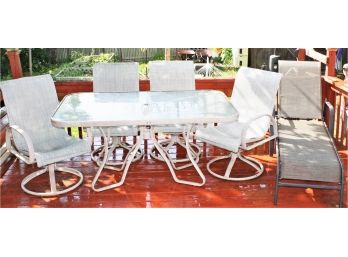 Patio Table With Four Chairs And Chaise Lounge