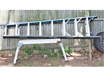 8' Tall Werner Folding Ladder And Folding Aluminum Work Platform